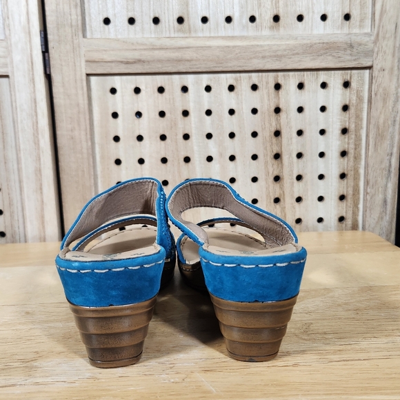 Via Pinky Rhinestone Slides Wedge Sandals Blue Sparkle Summer Shoes - Picture 4 of 7